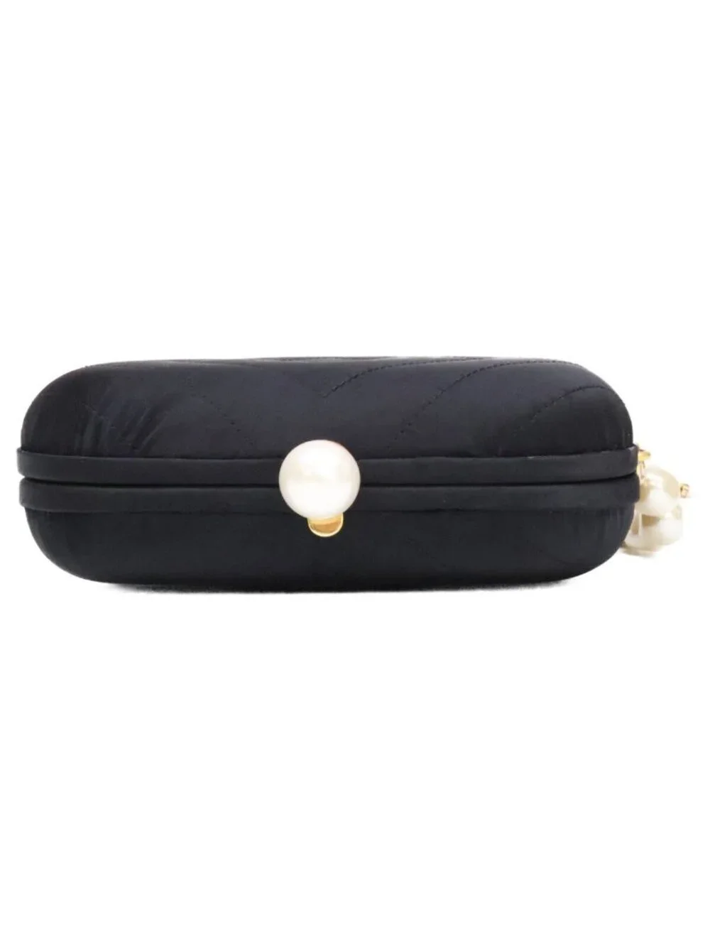 Chanel Vintage Pearl Satin Clutch With Crystal Tassel